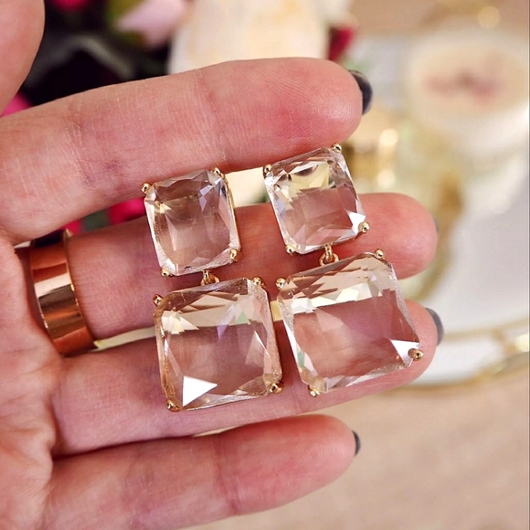 Anthropologie Jewelry - ▪️Transparent glass dangle earrings